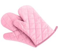 Ibenzoa® Guantes de horno resistentes al calor – Rosa, tejido de algodón y poliéster reforzado, forrados, antideslizantes, fáciles de limpiar