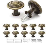 Ibenzoa® - Juego de 10 pomos para armarios – Bronce antiguo, aleación de zinc, 3 x 2,3 cm (base Ø1,4 cm), cóncavos/convexos, incluye 20 tornillos (10 x 2,5 cm + 10 x 4,5 cm) para muebles