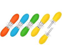Ibenzoa® - Juego de 10 sujetadores para mazorcas de maíz, fabricados en acero inoxidable resistente a la corrosión. Incluye 5 pares con mangos de madera y silicona, resistentes al calor, ideales para 