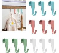 Ibenzoa® Juego de 12 ganchos para puertas en forma de Z, de acero al carbono, en colores blanco, azul y rosa. Capacidad de carga: 1,4 kg. Adecuados para puertas de 8 a 20 mm de grosor, para uso interi