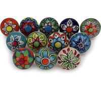 Ibenzoa®: Juego de 12 pomos de cerámica para muebles, hechos a mano, con acabado craquelado, color blanco mate, diámetro de 3,5 cm, altura de 2,0 cm, ideales para armarios y cajones