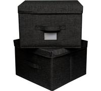 Ibenzoa®: Juego de 2 cajas de almacenamiento grandes de tela con tapa, resistentes y duraderas, plegables para ahorrar espacio, de 36 x 32 x 24 cm – ideales para ropa, juguetes y libros