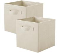 Ibenzoa® Juego de 2 cubos de almacenamiento plegables, color beige. Cubos organizadores ligeros y resistentes, con un diseño minimalista, ideales para guardar ropa, juguetes y libros