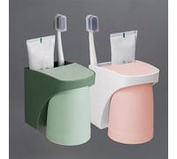 Ibenzoa® - Juego de 2 soportes magnéticos para vasos de cepillo de dientes, color rosa, plástico PP (libre de BPA), con ventilación, que ahorra espacio y no requiere taladrar