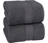 Ibenzoa® - Juego de 2 toallas para sauna, 100% algodón hilado en anillo, 70 x 140 cm, color gris, absorbente, con lazada para colgar