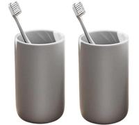 Ibenzoa® - Juego de 2 vasos para cepillos de dientes, fabricados en PP, con capacidad de 300 ml, dimensiones 10,5 x 7,2 cm, color blanco/gris. Multifuncionales y resistentes a roturas, no requieren pe