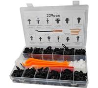 Ibenzoa® Juego de 229 clips de fijación para automóviles, de plástico, que incluye una herramienta para colocar remaches y un extractor de clips, ideal para paneles de puertas, parachoques y guardabar