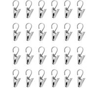 Ibenzoa®: Juego de 24 abrazaderas de cortina de acero inoxidable con gancho, 10 x 19 mm. Resistentes a la corrosión e impermeables, con doble filo dentado para un agarre seguro. Ideales para cortinas