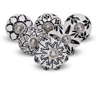 Ibenzoa® Juego de 25 pomos cerámicos, de colores variados, con diseño bohemio, para cajones, armarios de cocina y cómodas. Diámetro: 4,5 cm, altura: 6,5 cm