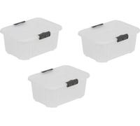 Ibenzoa® - Juego de 3 cajas de almacenamiento transparentes de 3,6 litros – 26,5 x 19 x 13,2 cm, fabricadas en PP libre de BPA, con forro interior aterciopelado, apilables y con cierre de clip