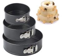 Ibenzoa®: Juego de 3 moldes desmontables para tartas – moldes redondos, herméticos y aptos para hornear, fabricados en acero al carbono (diámetro de 10,2/17,8/22,9 cm), libres de BPA y PEO, aptos para