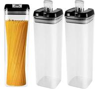 Ibenzoa® - Juego de 3 recipientes herméticos de 1,9 L – Plástico, transparentes, con tapa, apilables, de 8,5 x 8,5 x 31 cm