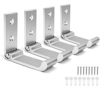 Ibenzoa® Juego de 4 ganchos abatibles para pared | Aluminio anodizado, color plateado – Ahorra espacio, capacidad de carga de 10 kg, sistema de fijación con doble tornillo, ideal para el hogar y la of