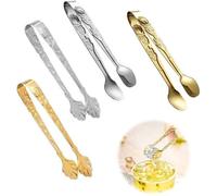 Ibenzoa®: Juego de 4 pinzas mini de acero inoxidable – 2 de 9 cm y 2 de 10,5 cm, en dorado y plateado, ideales para cubitos de azúcar, hielo y postres