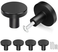 Ibenzoa® - Juego de 4 pomos para muebles, de color mate, con forma redonda, fabricados en aluminio, con un diámetro de 30 mm y una altura de 25 mm. Incluye 4 tornillos de 25 mm y 4 tornillos de 45 mm