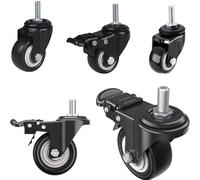 Ibenzoa®: Juego de 4 ruedas giratorias con freno, de 50 mm, con tornillos M8 x 25 mm, fabricadas en un compuesto de polímero silencioso, con una capacidad de carga de 70 kg por rueda y capacidad de gi