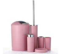 Ibenzoa®: Juego de baño de 6 piezas fabricado en PS/ABS – Accesorios completos para la organización y la decoración: botella dispensadora de desinfectante, soporte para cepillos de dientes, vaso, jabo