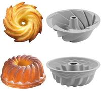 Ibenzoa® Juego de mini moldes para bizcochos tipo "Gugelhupf" de silicona, 2 unidades de Ø16 cm – apto para alimentos, libre de BPA, con revestimiento antiadherente, rango de temperatura de -40 a 230 