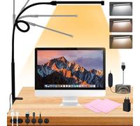 Ibenzoa®: Lámpara LED de clip regulable. 10 niveles de brillo, 3 temperaturas de color, puerto de carga USB, pinza flexible para escritorio, oficina y teletrabajo