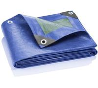 Ibenzoa® Lona protectora de 2x2 metros, PP/PE de 90 g/m², con doble revestimiento, resistente a los rayos UV, color verde/azul, ojales de aluminio cada 100 cm, ideal para jardín y camping