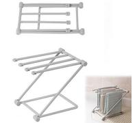 Ibenzoa®: Organizador de cocina plegable y soporte para paños de cocina. Estante de escurreplatos gris con múltiples barras de secado, estructura de marco resistente. Juego de 2 unidades