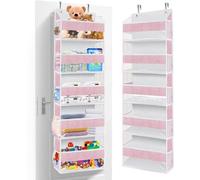 Ibenzoa® Organizador de puerta colgante de gran tamaño con 5 compartimentos espaciosos, 10 bolsillos laterales, ventanas de PVC transparentes, tejido de fieltro resistente y 2 ganchos metálicos – 40,5