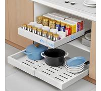 Ibenzoa® Organizador extensible para cajones de cocina, ajustable de 32 a 55 cm. Organizador para armarios y cajones fabricado con materiales de alta calidad, montaje sin necesidad de herramientas
