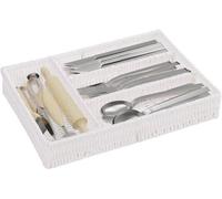 Ibenzoa® – Organizador para cajones, cesta de almacenamiento trenzada hecha de cuerda de papel con estructura de hierro resistente, color blanco, 35 x 25 x 5,5 cm – ideal para cubiertos y utensilios d
