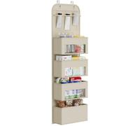 Ibenzoa® - Organizador para puerta: sistema de almacenamiento que se cuelga sobre la puerta, con 4 compartimentos grandes y 3 ventanas de PVC transparentes, fabricado en tela no tejida, con ganchos me