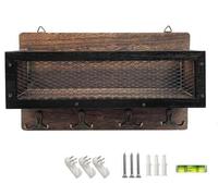 Ibenzoa®: Panel de pared de madera para llaves, un organizador decorativo con 4 ganchos dobles, color marrón, ideal para ahorrar espacio en pasillos y entradas