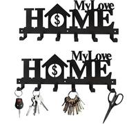 Ibenzoa® - Panel para llaves, soporte de pared de metal , con 6 ganchos, compacto, 35 x 14 cm, incluye tornillos, ideal para pasillos, cocinas y baños