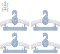 Ibenzoa®: Perchas ajustables y apilables para ropa infantil con ganchos de osito, color azul/blanco, de 28 a 36 cm, fabricadas en polipropileno (PP), con capacidad de hasta 5 kg, paquete de 20 unidade