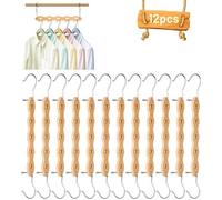 Ibenzoa®: Perchas para ropa que ahorran espacio, fabricadas en madera de haya maciza, juego de 12 unidades, antideslizantes, con 5 orificios, aptas para uso horizontal y vertical, ideales para camisas