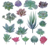 Ibenzoa®: Plantas suculentas artificiales verdes – Set de 18 unidades, cada una de aproximadamente 49 cm de ancho, con un aspecto realista de plástico/látex, decoración de jardín en miniatura de fácil