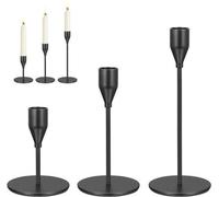 Ibenzoa® Set clásico de 3 portavelas s, fabricados en aluminio y hierro, con revestimiento galvanizado, con alturas de 10,2/15,3/20,5 cm, y un diámetro de 2,1 cm para las velas – una elegante decoraci
