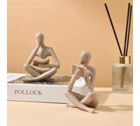 Ibenzoa® Set de 2 esculturas de estilo arenisca, figuras decorativas abstractas modernas, hechas de resina, 8,1 x 11,9 cm, ideales para el salón y la oficina