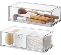 Ibenzoa®: Set de 2 organizadores de cosméticos acrílicos, transparentes, apilables y con cajones ajustables. Solución de almacenamiento que ahorra espacio para maquillaje y productos de cuidado person