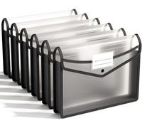 Ibenzoa®: Set de 6 fundas de plástico resistente para documentos en formato A4+, expandibles en 7 cm, con cierre de botón a presión, transparentes y con inserto de lona, ideales para oficina, escuela 