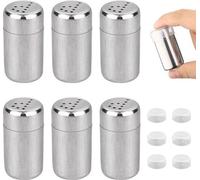 Ibenzoa® Set de 6 mini-dosificadores de sal de 5 ml – Acero inoxidable con tapa, resistente a la corrosión, compactos, ideales para servir en restaurantes, para camping y barbacoas