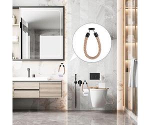 Ibenzoa® Set de accesorios retro para baño – Soporte para papel higiénico con almacenamiento y toallero ajustable, acero con revestimiento de pintura en polvo + textil, 30x15x25 cm, 35 cm, /gris
