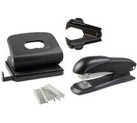 Ibenzoa® Set de oficina de 4 piezas – , perforadora para hasta 16 hojas, grapadora para hasta 25 hojas, removedor de grapas y 1000 grapas galvanizadas tamaño 246 – ideal para oficina y teletrabajo
