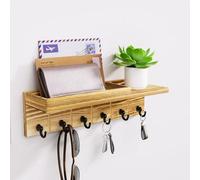 Ibenzoa®: Soporte de pared para llaves de madera, color marrón, con 6 ganchos, 32 x 9 x 9 cm. Tablero para llaves que ahorra espacio, ideal para pasillos y oficinas