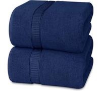 Ibenzoa® Toalla de baño de lujo grande, fabricada con 100% algodón hilado en anillo, 90 x 180 cm, color azul marino, ideal para baño y sauna