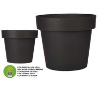 Ibergarden Maceta de Plástico Antracita con Reserva de Agua 40cm