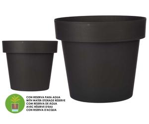 Ibergarden Maceta de Plástico Antracita con Reserva de Agua 40cm
