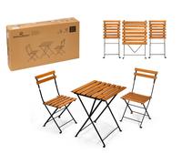 Ibergarden Set de 3 Piezas: Mesa y 2 Sillas de Madera Oscura con Patas de Metal