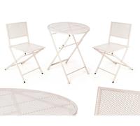 Ibergarden Set de Mesa y 2 Sillas Blanco Roto