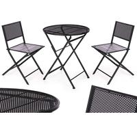 IBERGARDEN Set de mesa y 2 sillas Negro