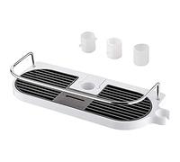 Ibergrif Estantería de Ducha para Barra Sin Taladro, Organizador de Ducha Colgante Ajustable para Tubo 19-25mm, Cesta de Baño para Champú y Accesorios, Diseño Antideslizante con Drenaje