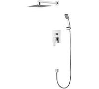 Ibergrif Gold, Sistema Columna de Ducha Empotrada con Reciador, Alcachofa, Manguera, Barra Ajustable y Soporte, Cromo